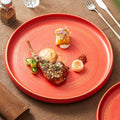 Handcrafted Matte Ceramic Plate with Raised Rim – Gold-Brushed Finish-0