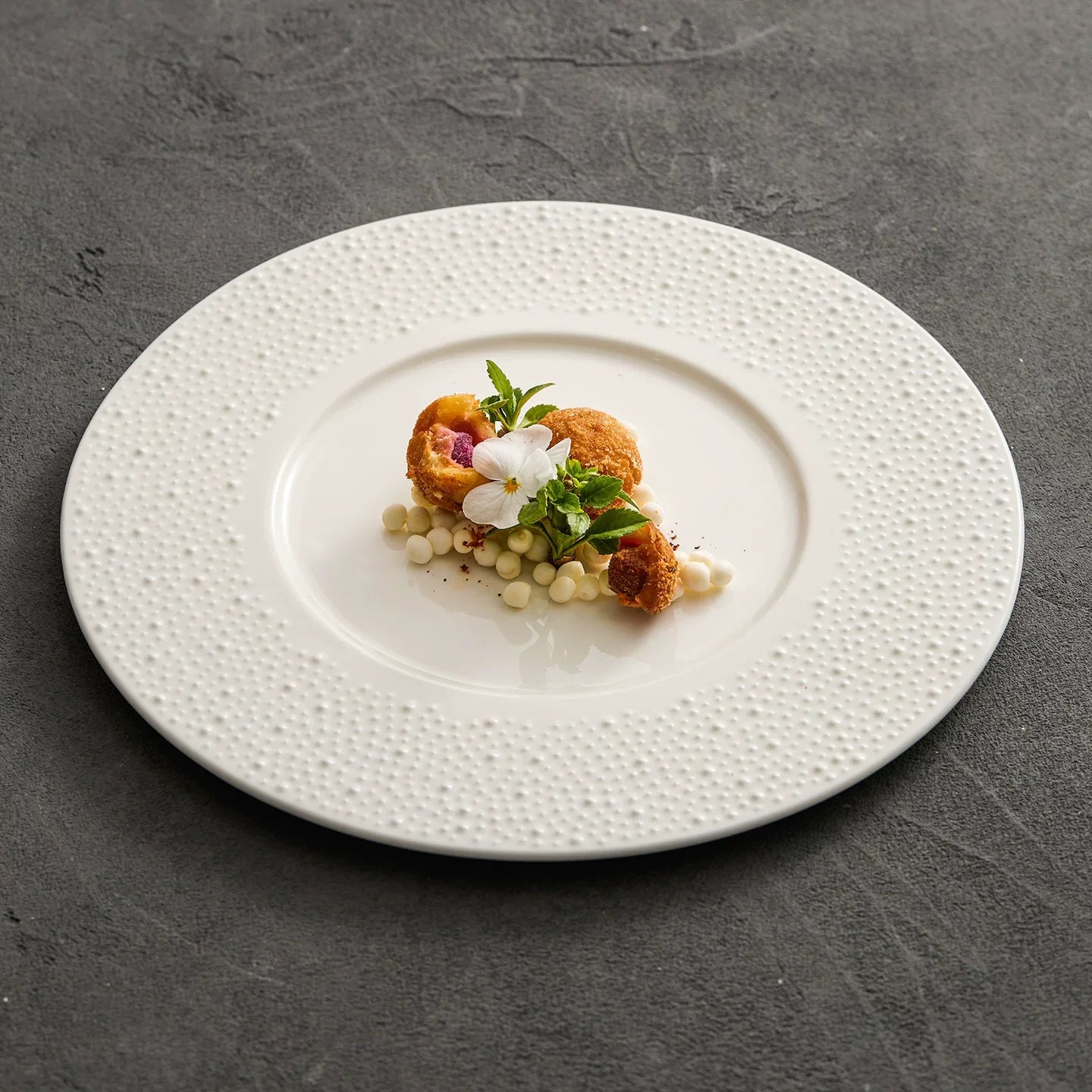 Sesame Point Artisanal Flat Plate Collection – Minimalist Textured Fine China-3