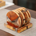 Biodegradable Pine Wood Resin Coasters with Ink Texture – 8cm Eco-Friendly Drink Mats-0
