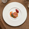 Wide-Rim Brushed Ceramic Plate – Elegant Flat Dish for Fine Dining-0